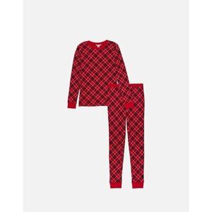 Victoria's Secret Thermal Long Pajama Set Red/Black , Medium ,XLarge New